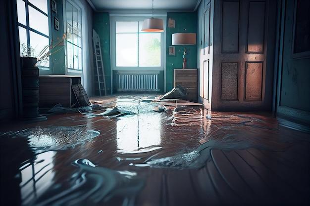 flooded kitchen floor