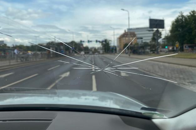 rock from truck cracked windshield