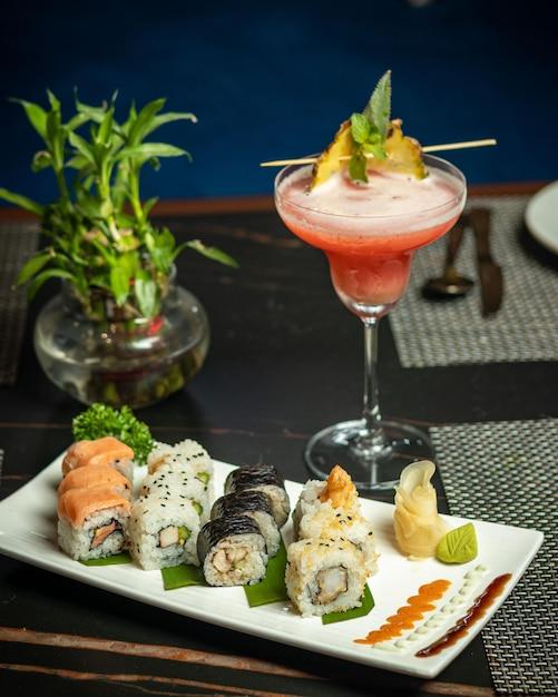 cocktails with sushi