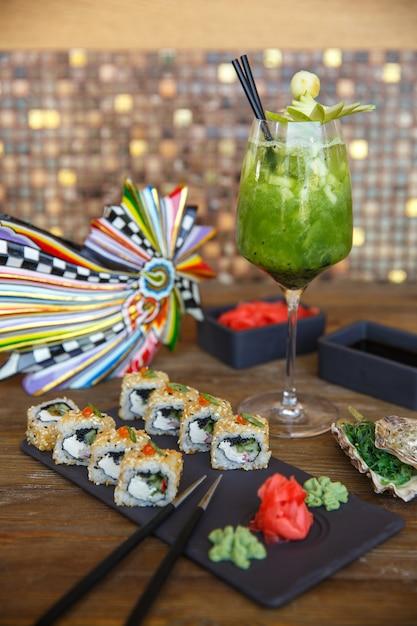 cocktails with sushi