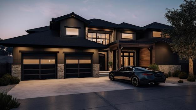 two car garage with master suite above