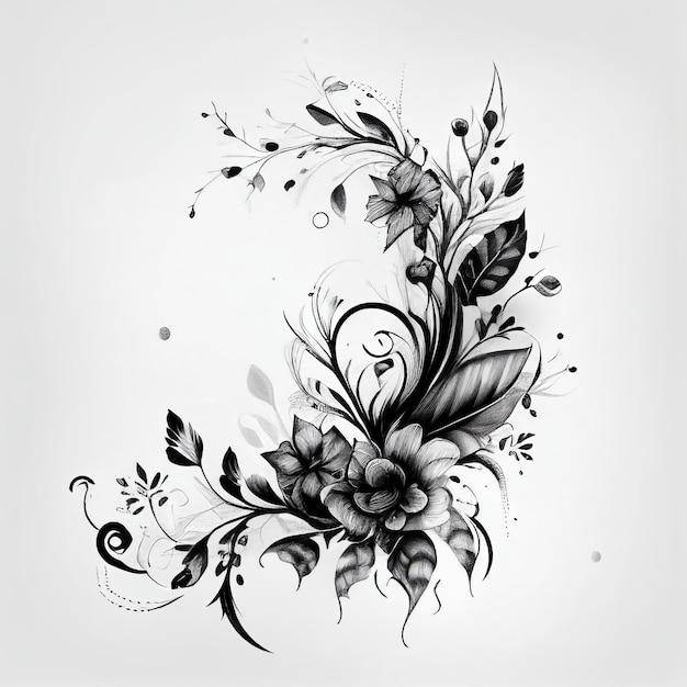 leaf and flower tattoos