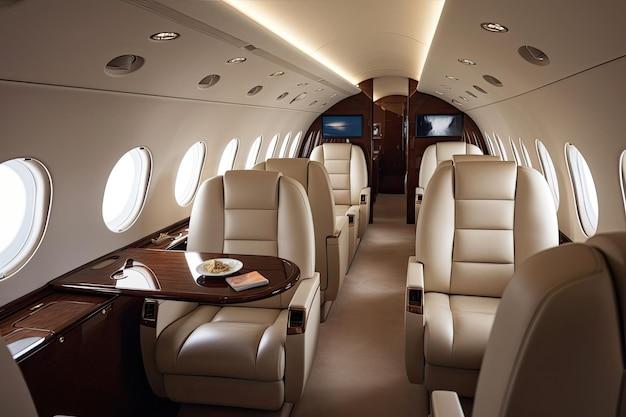 modern private jet interior