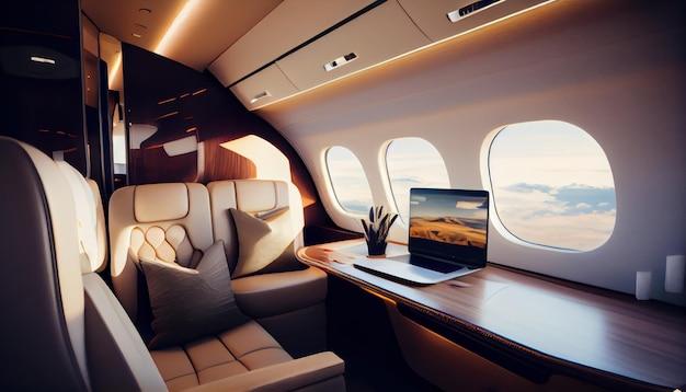 modern private jet interior