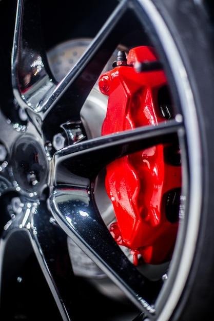 red car with green calipers