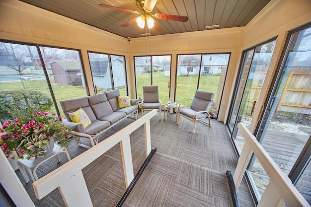 sunroom with deck on top