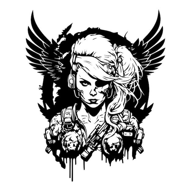 angel with gun tattoo