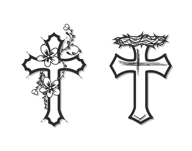 cross flower tattoo